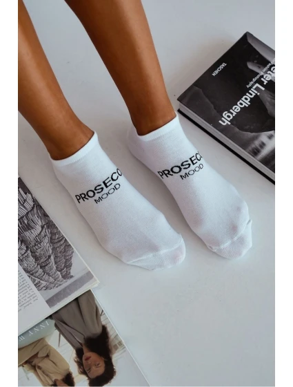 Dámské Ponožky PROSECCO MOOD Bílá-Černá Dámské Ponožky PROSECCO MOOD Bílá-Černá