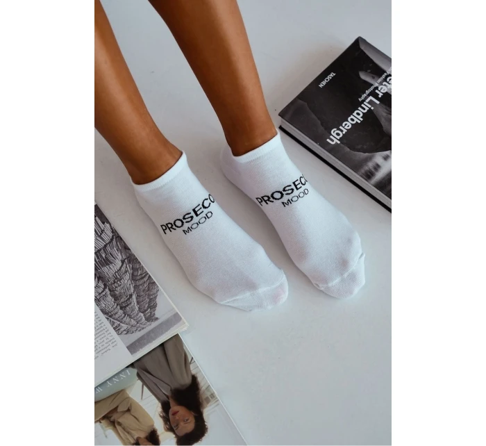 Dámské Ponožky PROSECCO MOOD Bílá-Černá Dámské Ponožky PROSECCO MOOD Bílá-Černá