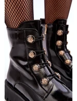 Dámské zateplené kozačky s ozdobnými knoflíky D&A Černá