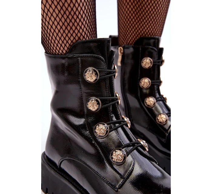 Dámské zateplené kozačky s ozdobnými knoflíky D&A Černá