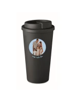 Personalizovaný cestovní termohrnek s výřezem fotky na podkladu