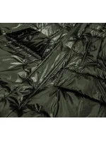 Dámská zimní metalická bunda v khaki barvě s kapucí (8295)