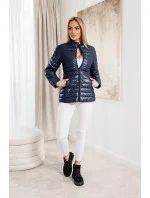 Tmavě modrá prošívaná dámská bunda se stojáčkem (16M9110-215)