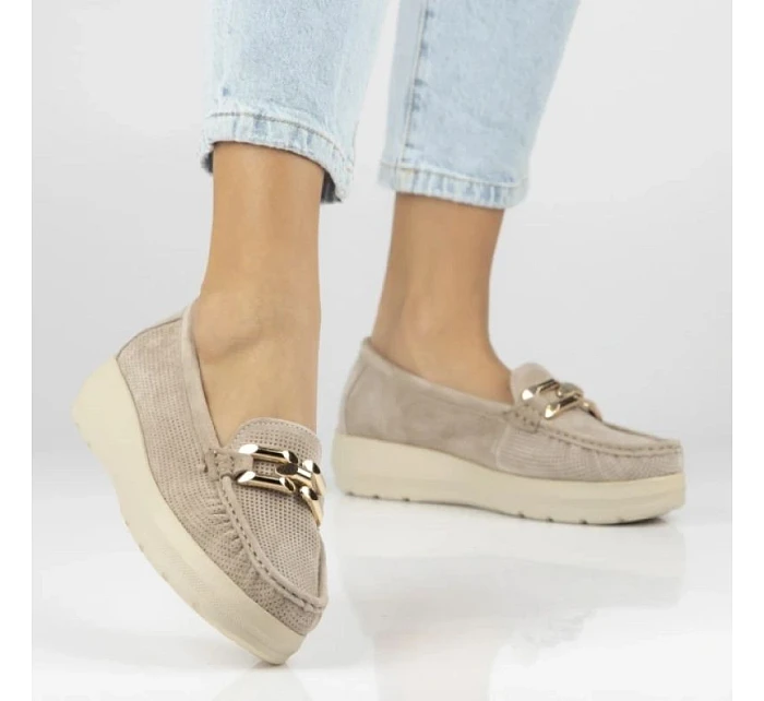 Béžové kožené mokasíny na model 22097362 - FILIPPO Béžové kožené mokasíny na model 22097362 - FILIPPO