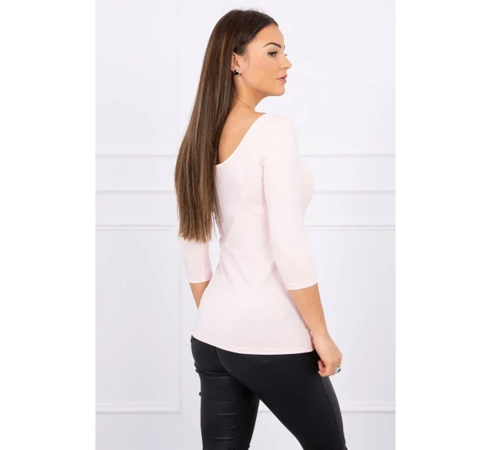 Halenka s kulatým výstřihem pudrově růžová