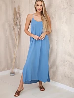 Dlouhé šaty bez ramínek džínovina