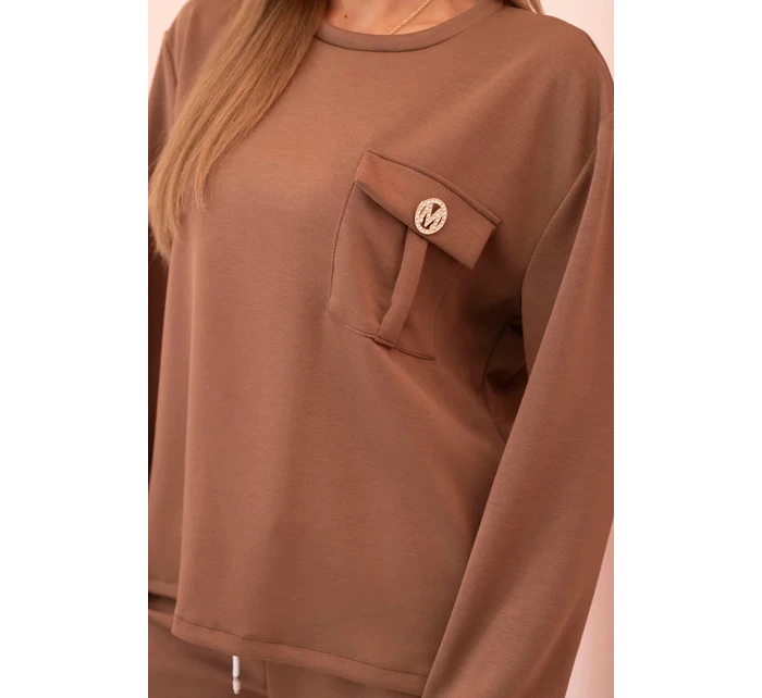 Komplet dámský máslový mikina a kalhoty s gumou camelový Komplet dámský máslový mikina a kalhoty s gumou camelový