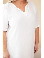 Dámské viskózové šaty Plus Size s krátkým rukávem a výstřihem do V bílá