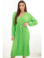 Šaty na zavazování s plisovaným spodkem světle zelená Šaty na zavazování s plisovaným spodkem světle zelená