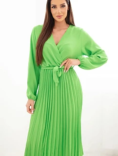 Šaty na zavazování s plisovaným spodkem světle zelená