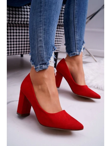 Dámské semišové lodičky na podpatku červené Florena Dámské semišové lodičky na podpatku červené Florena
