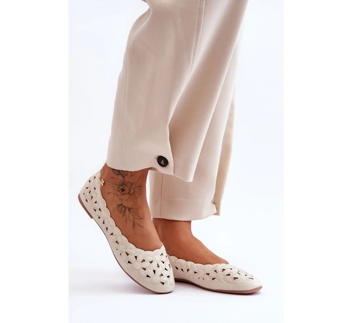 Ažurové Lesklé Baleríny Dámské Bežové model 21625346 - EVENTO