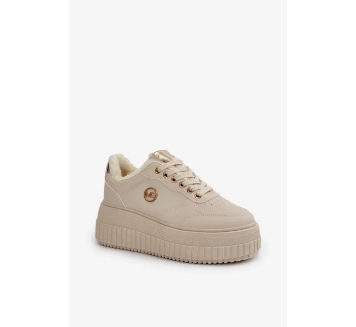 Sneakersy Sportovní Boty Dámské Zateplené Na Masivní Podešvi Béžové Ardiela