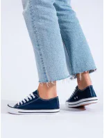 Pěkné dámské tmavě modré tenisky bez podpatku Pěkné dámské tmavě modré tenisky bez podpatku