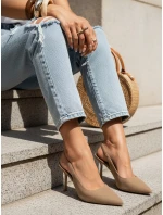 Dámské semišové jehlové boty s otevřeným podpatkem béžové FashionStreet ZY1386 Dámské semišové jehlové boty s otevřeným podpatkem béžové FashionStreet ZY1386