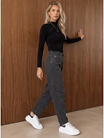 Dámské džíny Mom Fit s vysokým pasem, tmavě šedé, FashionStreet UY3209