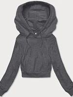 Krátká mikina s kapucí tmavě šedá (8B939-5)