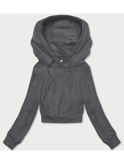 Tmavě šedá krátká tepláková mikina s kapucí (8B939-5)