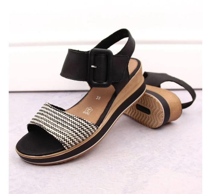 Remonte W RKR646 kožené sandály na platformě