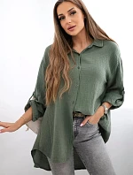 Bavlněná mušelínová košile khaki