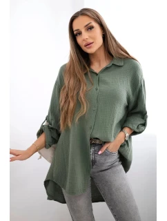 Bavlněná mušelínová košile khaki