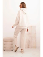 Komplet dámský máslový mikina s kapucí a kalhoty s páskem béžový Komplet dámský máslový mikina s kapucí a kalhoty s páskem béžový