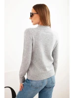 Dámský svetr s polokošilí z měkké pleteniny šedý Dámský svetr s polokošilí z měkké pleteniny šedý