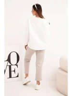 Dámský komplet máslový s kontrastní kapsou tmavě béžový