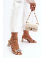 Transparentní Sandály Na Podpatku Zlaté SBarski MR1037-43