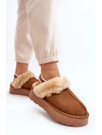 Kožené Semišové Pantofle Dámské Na Platformě S Kožíškem Camel model 21638811 - Boto