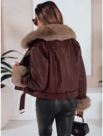 Dámská kožená bunda s kožešinou vínová Dstreet model 21991877 - FashionStreet