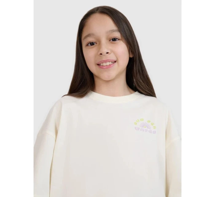 Dívčí tričko oversize crop top s potiskem 4F 4FJWSS25TTSHF1868-11S Dívčí tričko oversize crop top s potiskem 4F 4FJWSS25TTSHF1868-11S