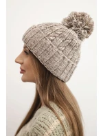 Dámská zimní čepice s bambulí z vlny model 21725322 tmavě béžová - K-Fashion Dámská zimní čepice s bambulí z vlny model 21725322 tmavě béžová - K-Fashion