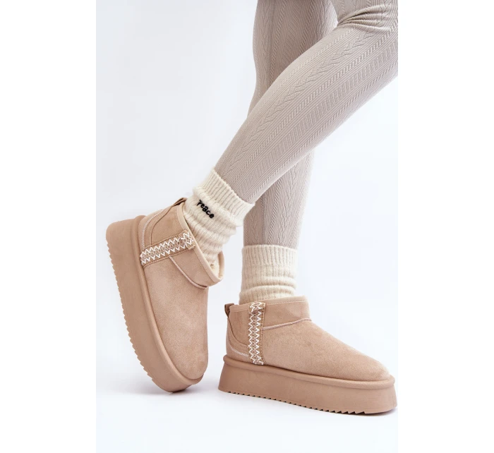 Sněhule na platformě s vzorem béžové Udra