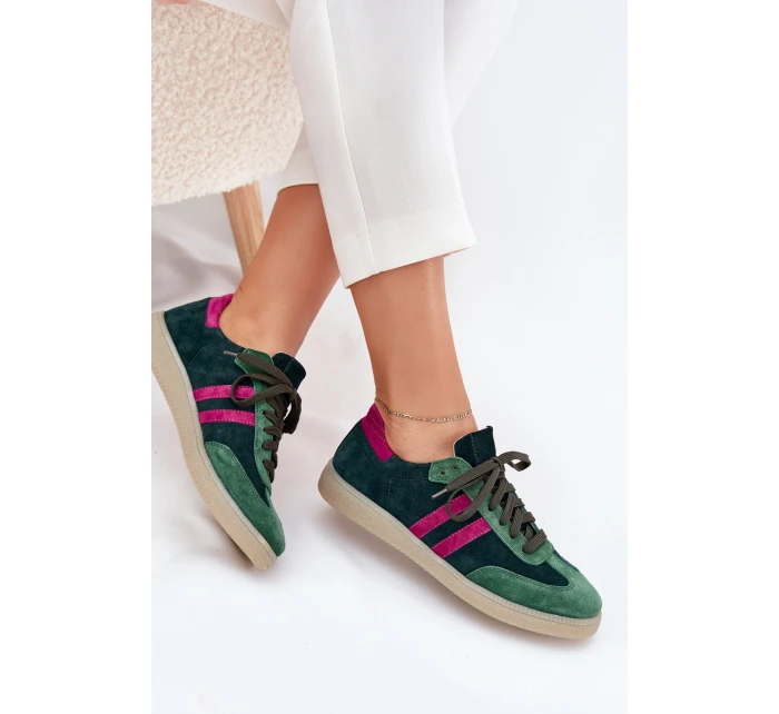 model 21703126 Semišové Nízké Dámské Tenisky Tmavě Zelené - Zazoo model 21703126 Semišové Nízké Dámské Tenisky Tmavě Zelené - Zazoo