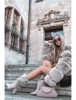 Dámské kotníkové boty na podpatku s třásněmi a vyhřívané béžové model 21757525 - Boto Dámské kotníkové boty na podpatku s třásněmi a vyhřívané béžové model 21757525 - Boto