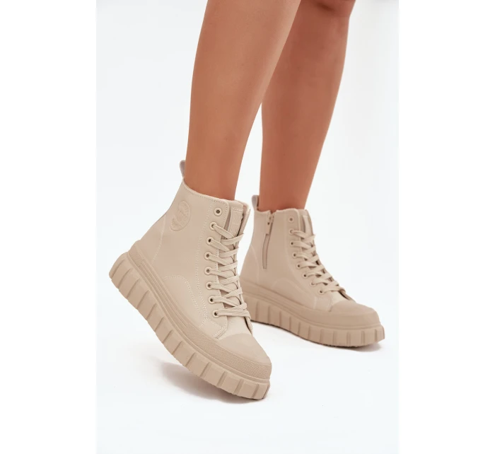 Dámské zateplené tenisky na platformě z ECO kůže Big Star – béžové