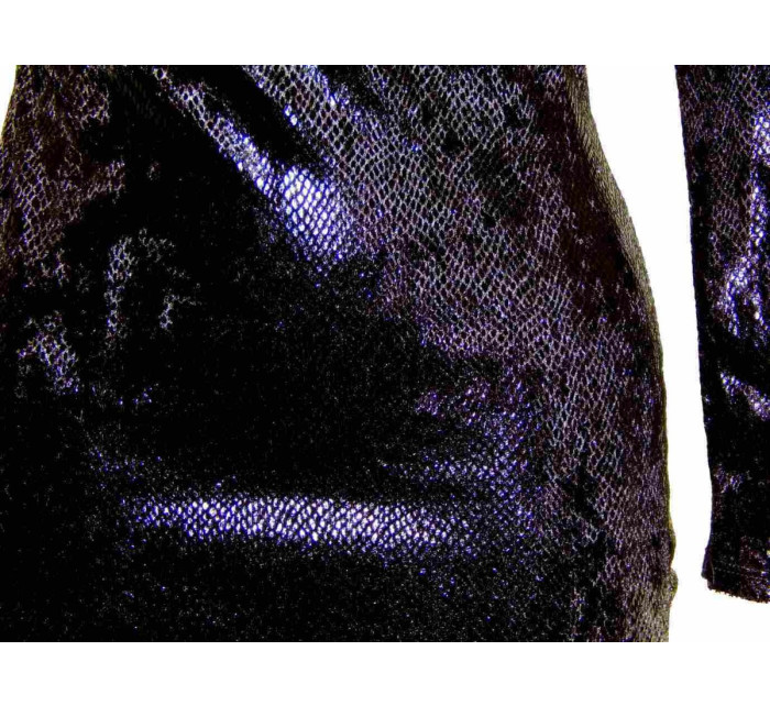 Párty šaty SNAKE s hadí texturou a šněrováním na zádech - Černé