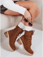 Dámské semišové šněrovací boty velbloudí barvy FashionStreet ZY1236