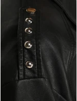 Dámská kožená bunda bomber černá FashionStreet TY5566 Dámská kožená bunda bomber černá FashionStreet TY5566