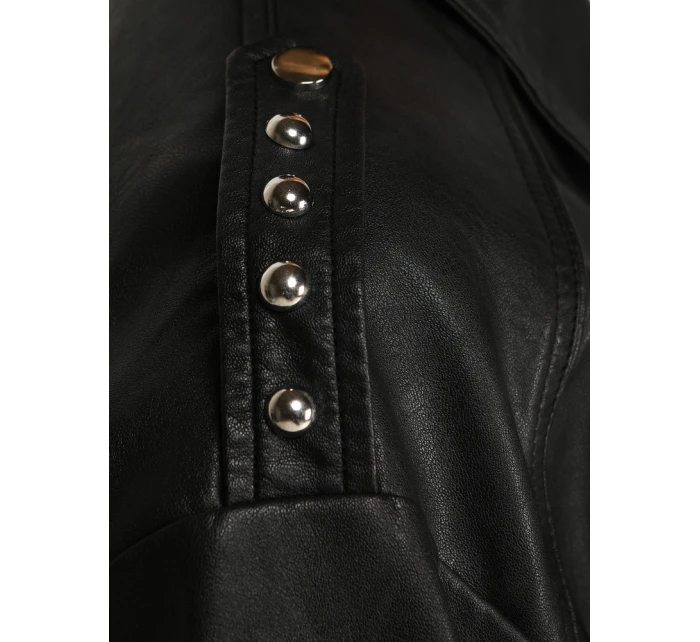 Dámská kožená bunda bomber černá FashionStreet TY5566 Dámská kožená bunda bomber černá FashionStreet TY5566