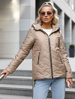 Dámská přechodná prošívaná bunda s kapucí béžová FashionStreet TY5609