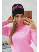 Dámská čepice Kira K374 black+pink