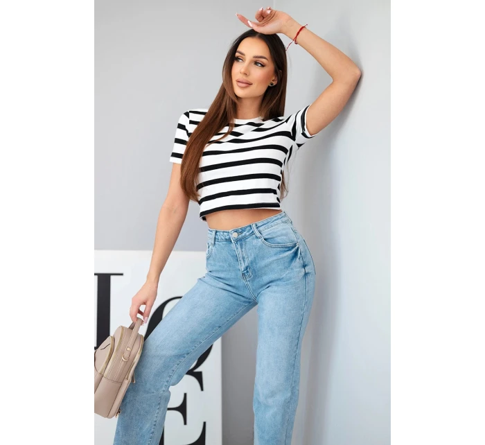 Dámské džíny s širokou nohavicí a vysokým pasem