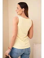 Dámská žebrovaná halenka na ramínkách s knoflíkem žlutá Dámská žebrovaná halenka na ramínkách s knoflíkem žlutá