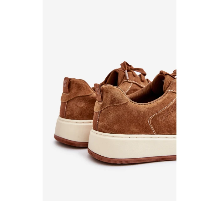 Pánské sneakersy na platformě z broušené kůže Big Star OO174014 hnědé Pánské sneakersy na platformě z broušené kůže Big Star OO174014 hnědé