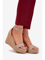 Dámské Sandály Na Klínu S Pletením Khaki model 21687944 - Boto