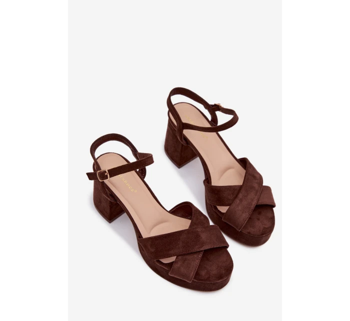 Dámské sandály na podpatku čokoládové Janelia
