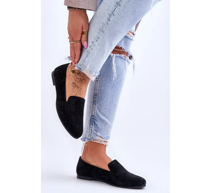 Semišové pohodlné mokasíny Černá Giovana Semišové pohodlné mokasíny Černá Giovana
