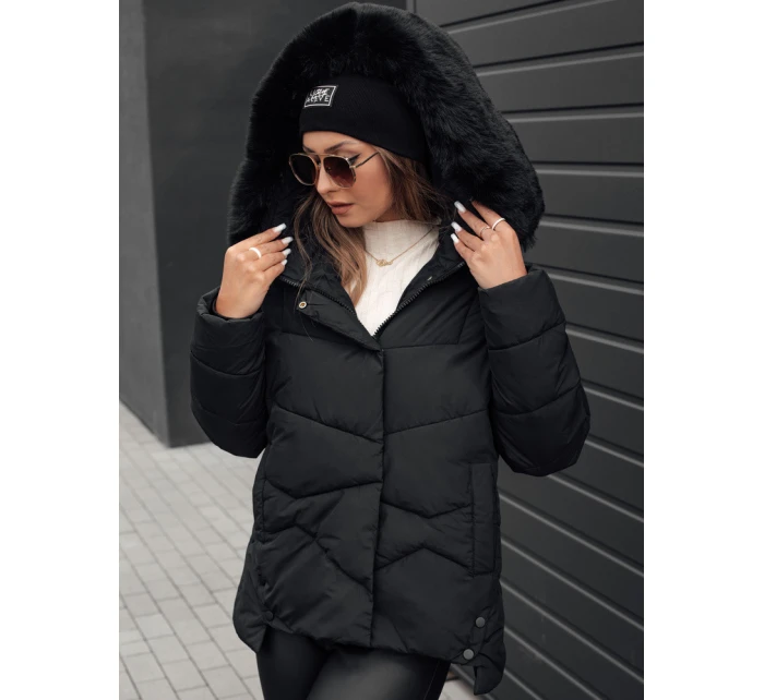 Dámská prošívaná zimní bunda s kapucí černá model 21980900 - Dstreet
